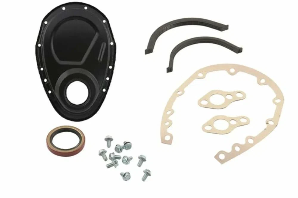 Mr. Gasket Timing Cover Kit - Flat Black - Small Block Chevy - 4590BP